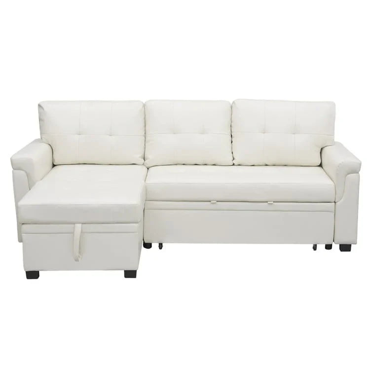 Canapé d'angle réversible convertible avec lit gigogne, méridienne de rangement et pieds durables