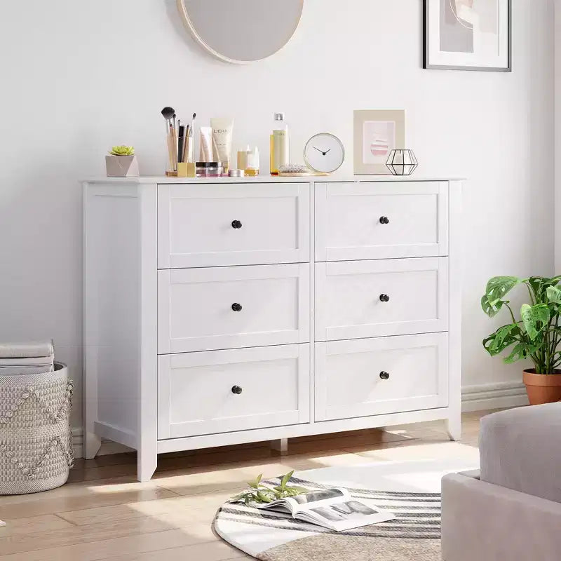 Commode à 6 tiroirs, Meuble de rangement moderne en bois, Meuble TV Console pour salon, entrée