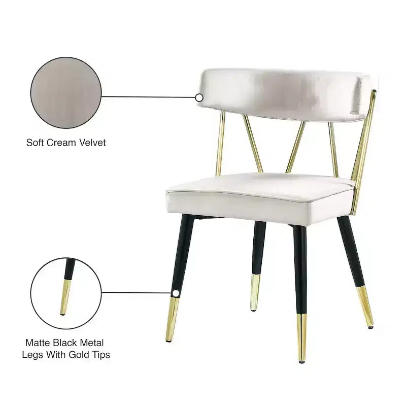 Chaises de salle à manger en velours Rheingold de Meridian Furniture, lot de 2