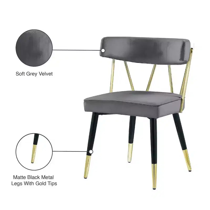 Chaises de salle à manger en velours Rheingold de Meridian Furniture, lot de 2