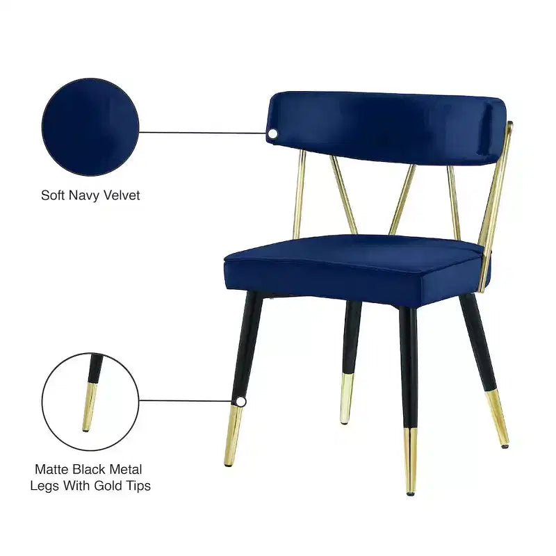 Chaises de salle à manger en velours Rheingold de Meridian Furniture, lot de 2