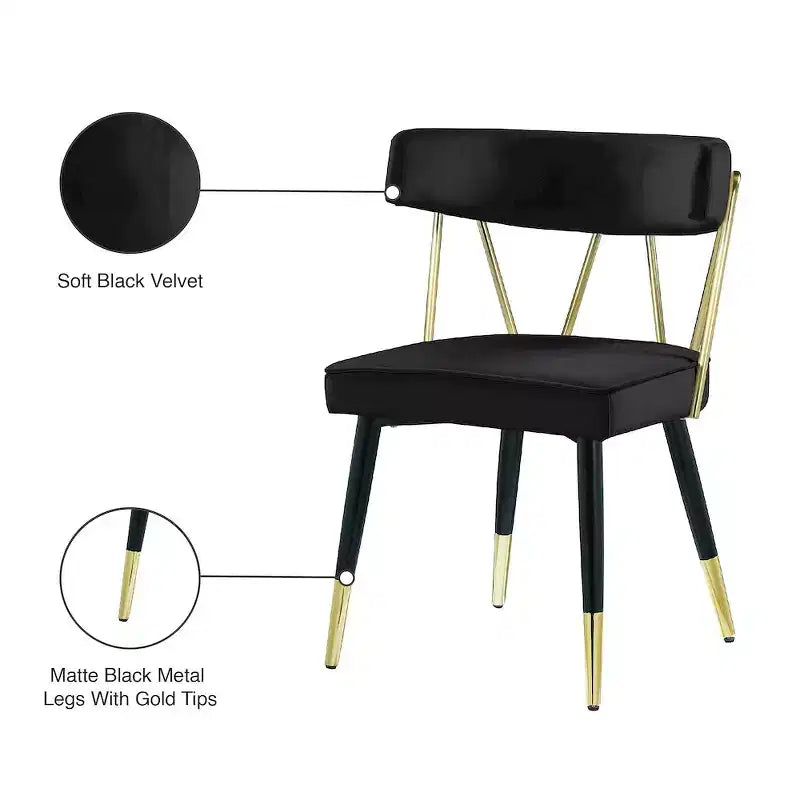 Chaises de salle à manger en velours Rheingold de Meridian Furniture, lot de 2