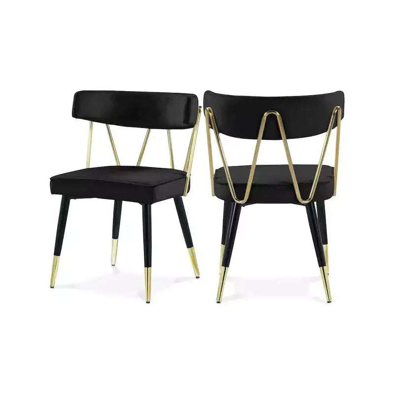 Chaises de salle à manger en velours Rheingold de Meridian Furniture, lot de 2
