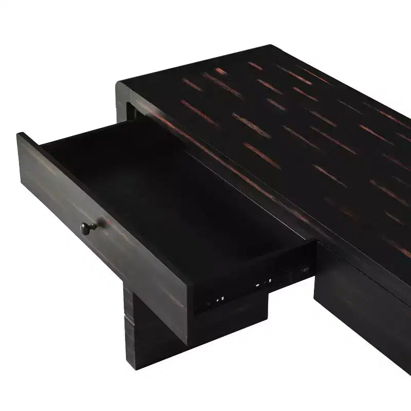 MAYEERTY Console incurvée avec rangement 2 tiroirs Consoles rustiques pour entrée Couloir Noir