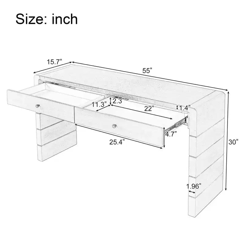 MAYEERTY Console incurvée avec rangement 2 tiroirs Consoles rustiques pour entrée Couloir Noir