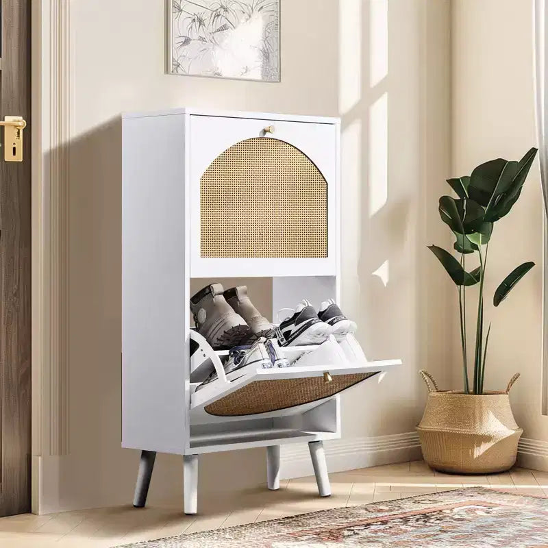 Meubles à chaussures Karl Home 2 tiroirs basculants en panneaux de particules blancs, 38,58 po (l)
