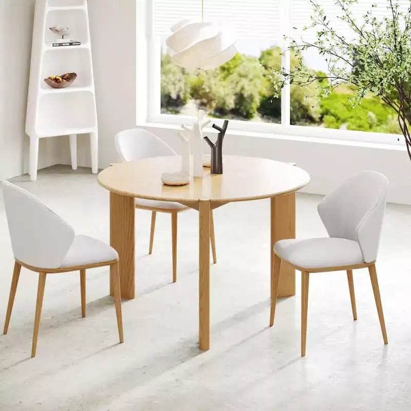 PexFix 42 x 42 Table de salle à manger ronde en bois massif pour 4 personnes, table de cuisine moderne de style ferme, petite table circulaire pour cuisine, salon, naturel