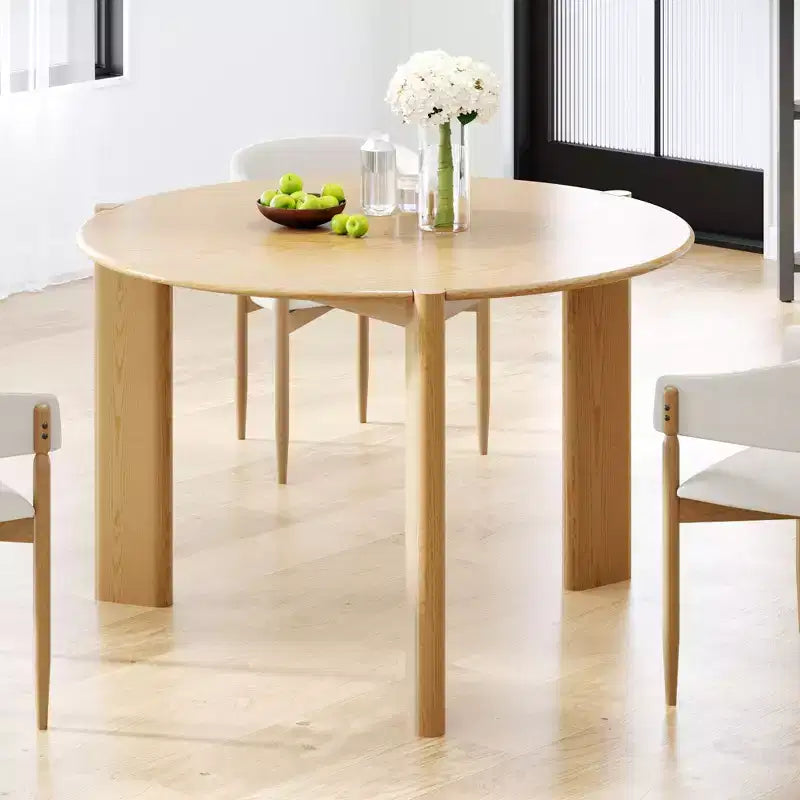 PexFix 42 x 42 Table de salle à manger ronde en bois massif pour 4 personnes, table de cuisine moderne de style ferme, petite table circulaire pour cuisine, salon, naturel