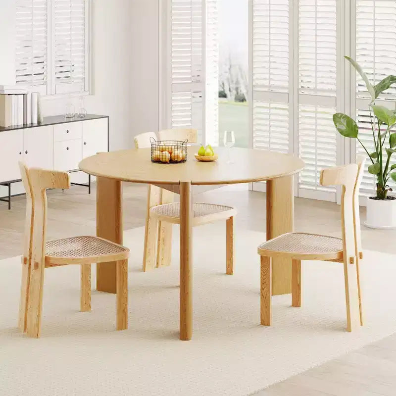 PexFix 42 x 42 Table de salle à manger ronde en bois massif pour 4 personnes, table de cuisine moderne de style ferme, petite table circulaire pour cuisine, salon, naturel