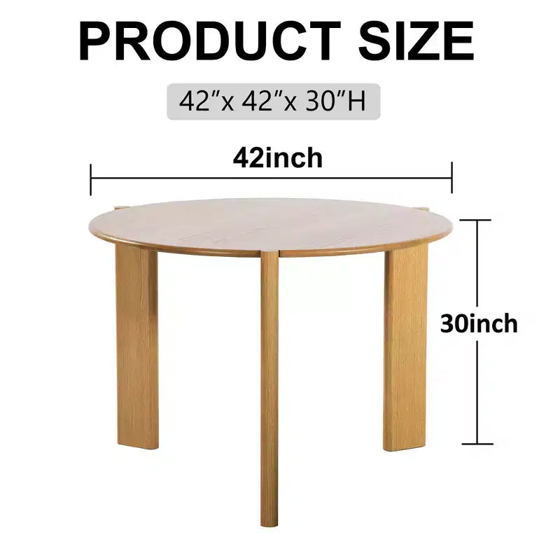 PexFix 42 x 42 Table de salle à manger ronde en bois massif pour 4 personnes, table de cuisine moderne de style ferme, petite table circulaire pour cuisine, salon, naturel