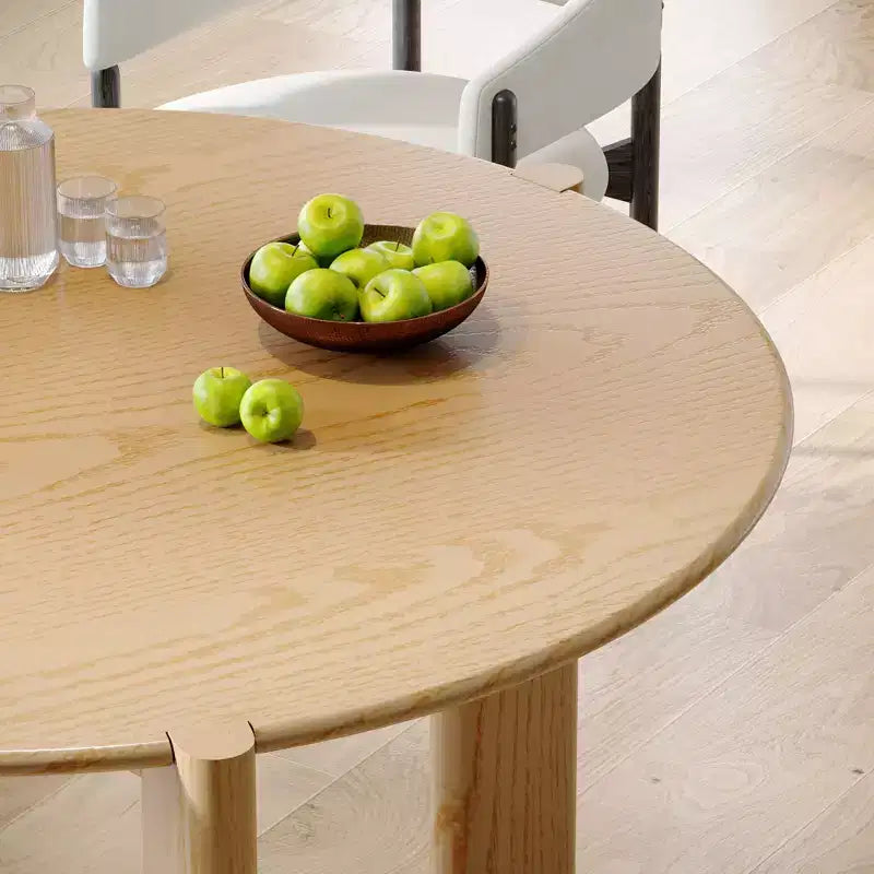 PexFix 42 x 42 Table de salle à manger ronde en bois massif pour 4 personnes, table de cuisine moderne de style ferme, petite table circulaire pour cuisine, salon, naturel