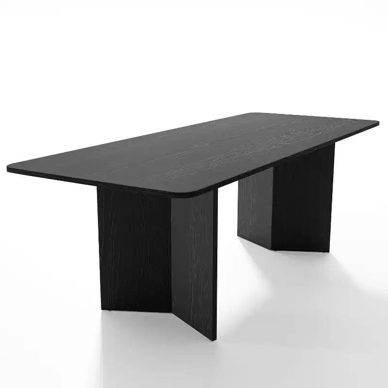 PexFix 79 x 33,5 Table de salle à manger de style rustique en bois massif avec pieds en V et plateau carré en bois pour salles à manger modernes et réunions de famille Noir