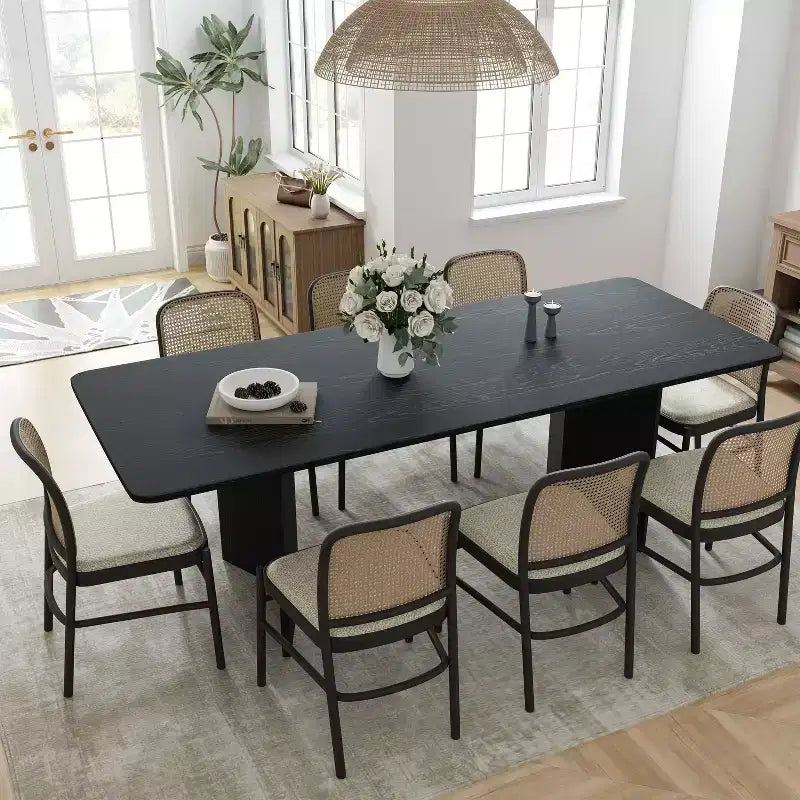 PexFix 79 x 33,5 Table de salle à manger de style rustique en bois massif avec pieds en V et plateau carré en bois pour salles à manger modernes et réunions de famille Noir