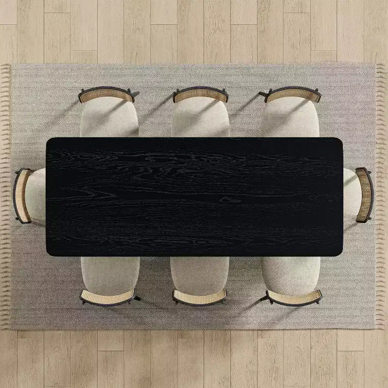PexFix 79 x 33,5 Table de salle à manger de style rustique en bois massif avec pieds en V et plateau carré en bois pour salles à manger modernes et réunions de famille Noir