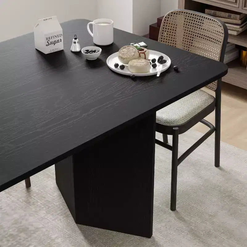PexFix 79 x 33,5 Table de salle à manger de style rustique en bois massif avec pieds en V et plateau carré en bois pour salles à manger modernes et réunions de famille Noir