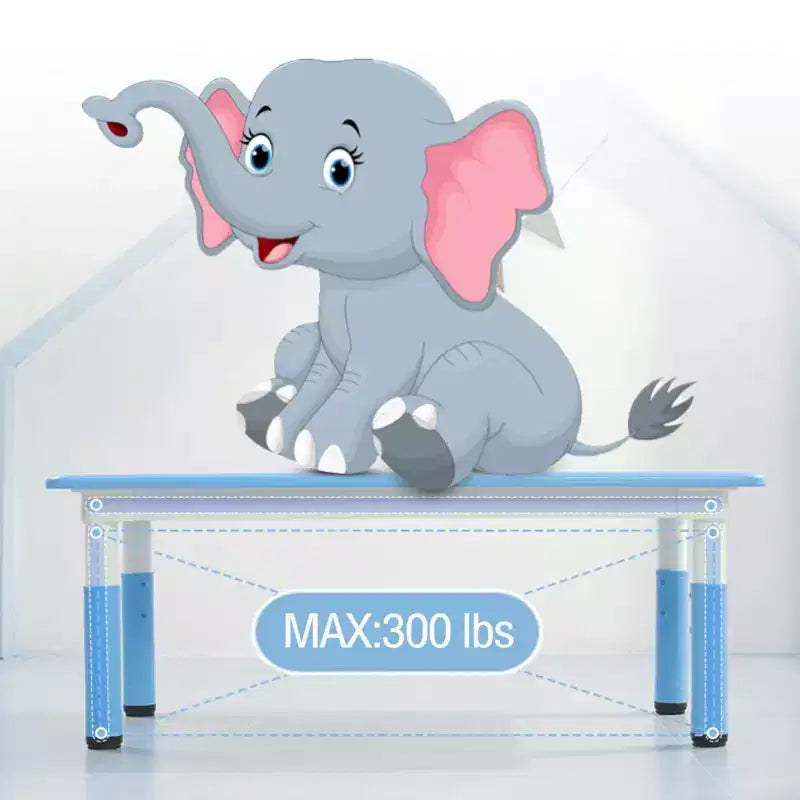 Ensemble table et chaises pour enfants TROPOW, Table d'activités et de bricolage pour tout-petits réglable en hauteur et ensemble de 6 chaises pour les 2-10 ans, Table d'activités artistiques pour enfants de 136 kg max, Bleu