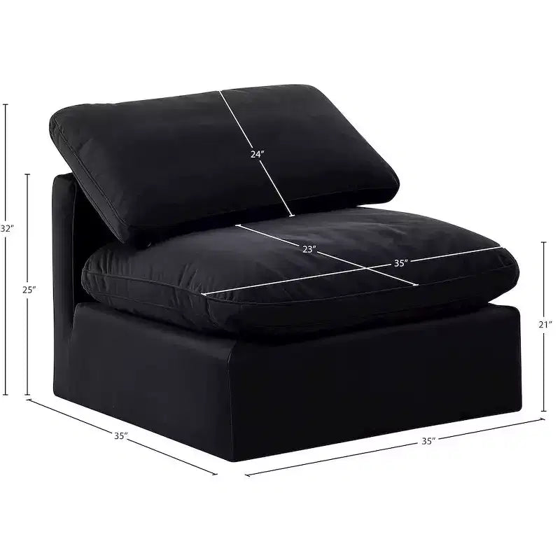 Chaise sans accoudoirs en velours Meridian Furniture Indulge