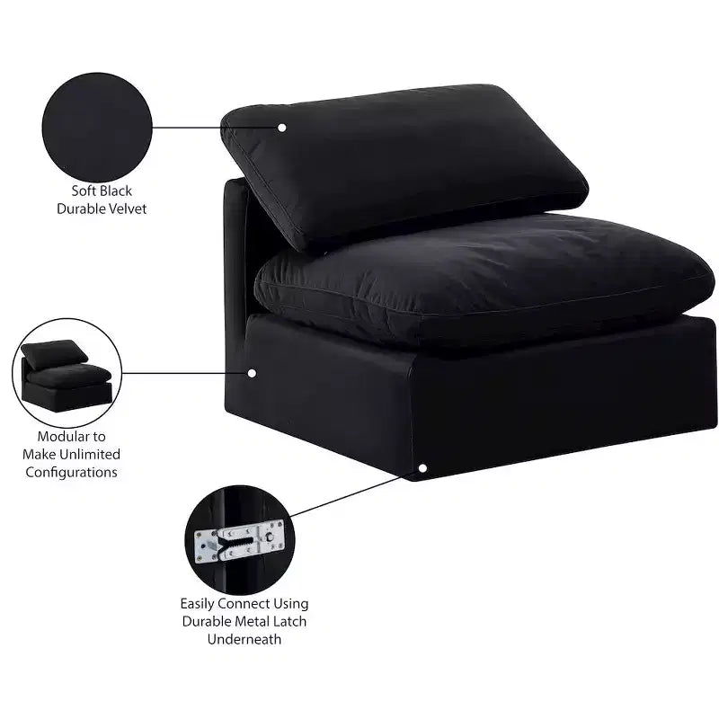 Chaise sans accoudoirs en velours Meridian Furniture Indulge