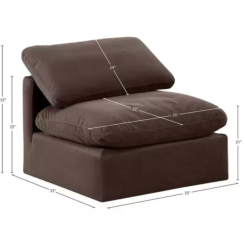 Chaise sans accoudoirs en velours Meridian Furniture Indulge