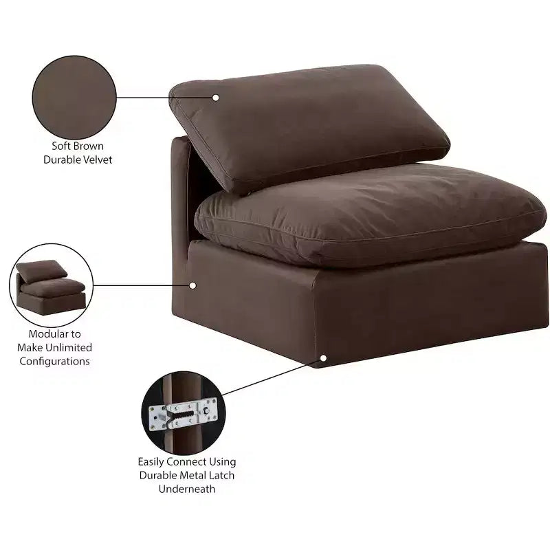 Chaise sans accoudoirs en velours Meridian Furniture Indulge