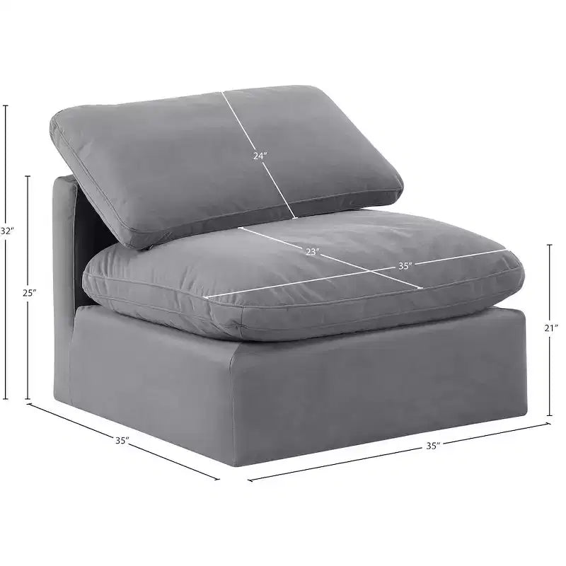 Chaise sans accoudoirs en velours Meridian Furniture Indulge
