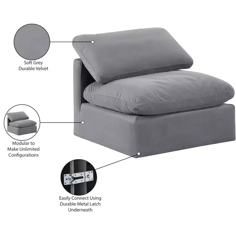 Chaise sans accoudoirs en velours Meridian Furniture Indulge