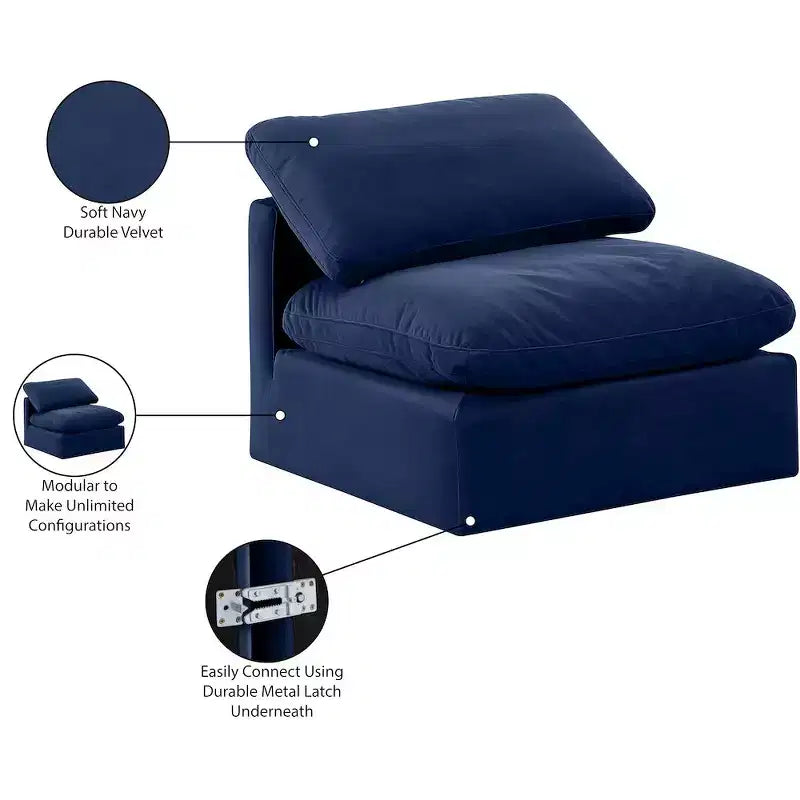 Chaise sans accoudoirs en velours Meridian Furniture Indulge