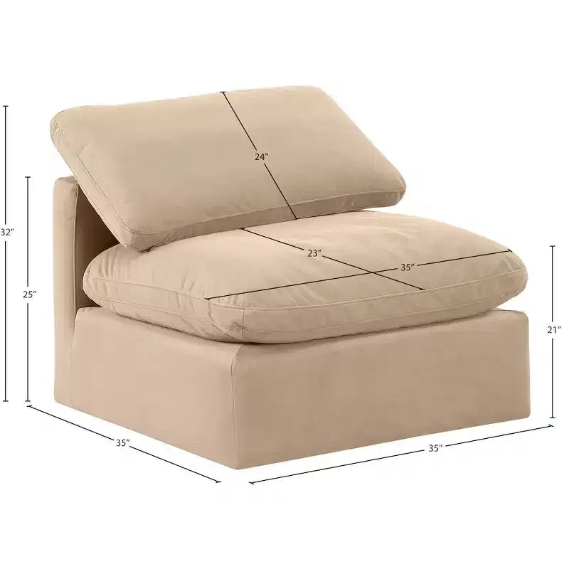 Chaise sans accoudoirs en velours Meridian Furniture Indulge