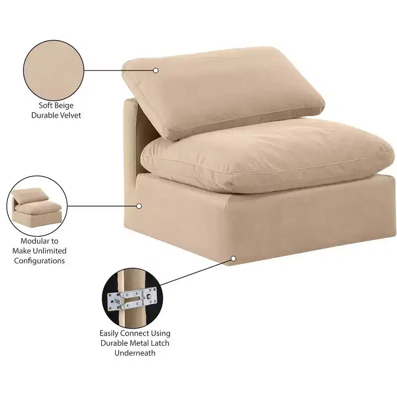 Chaise sans accoudoirs en velours Meridian Furniture Indulge