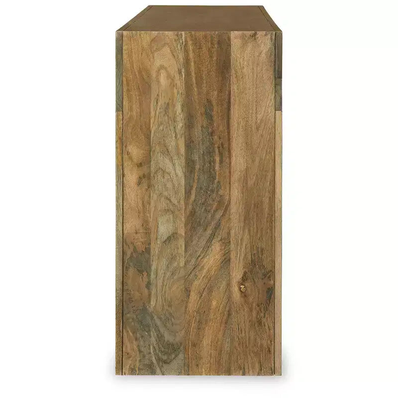 Signature Design by Ashley Luzmanacy – Table console à 4 étagères en bois de manguier massif, brun naturel