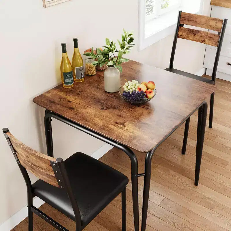 Table à manger pour 2, petit ensemble de table de cuisine carrée pour 2, dinette moderne en bois peu encombrante avec rembourrage, mobilier de salle à manger 3 pièces