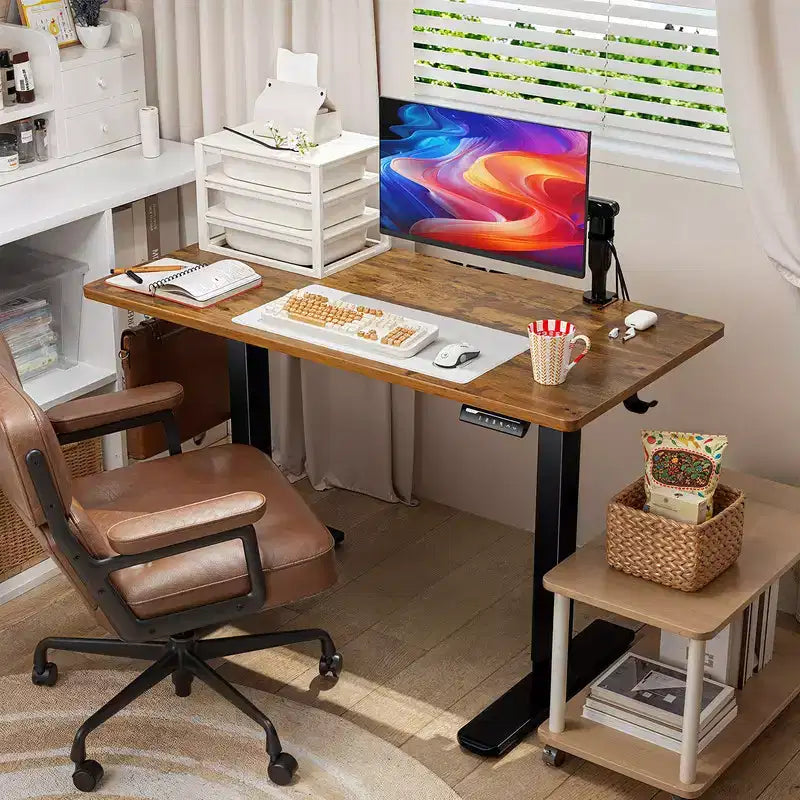 Bureau debout électrique réglable en hauteur ErGear, 160 x 70 cm, grand bureau d'ordinateur de télétravail avec mémoire et plateau en deux parties