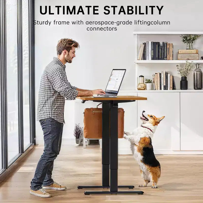 Bureau debout électrique réglable en hauteur ErGear, 160 x 70 cm, grand bureau d'ordinateur de télétravail avec mémoire et plateau en deux parties