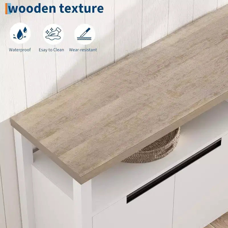 Meuble TV Acekool 63" pour téléviseurs jusqu'à 70", console média de style rustique avec placards de rangement et étagères réglables, centre de divertissement