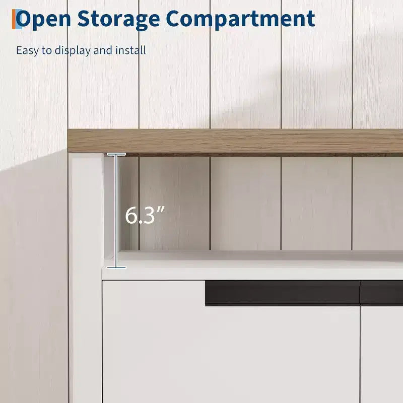 Meuble TV Acekool 63" pour téléviseurs jusqu'à 70", console média de style rustique avec placards de rangement et étagères réglables, centre de divertissement