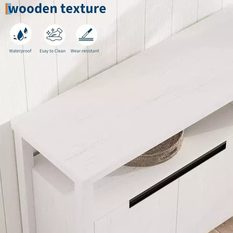 Meuble TV Acekool 63" pour téléviseurs jusqu'à 70", console média de style rustique avec placards de rangement et étagères réglables, centre de divertissement