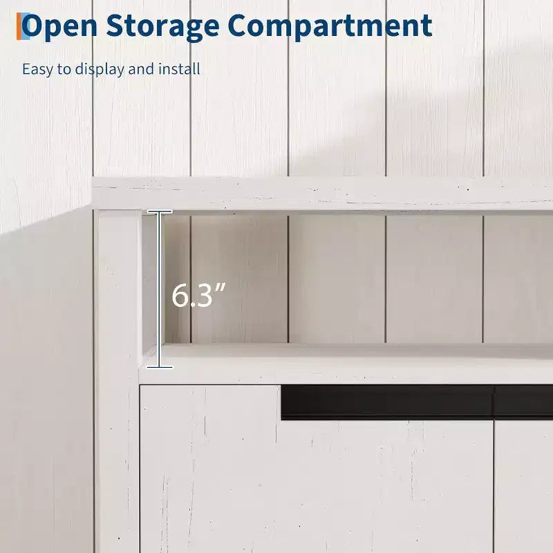 Meuble TV Acekool 63" pour téléviseurs jusqu'à 70", console média de style rustique avec placards de rangement et étagères réglables, centre de divertissement
