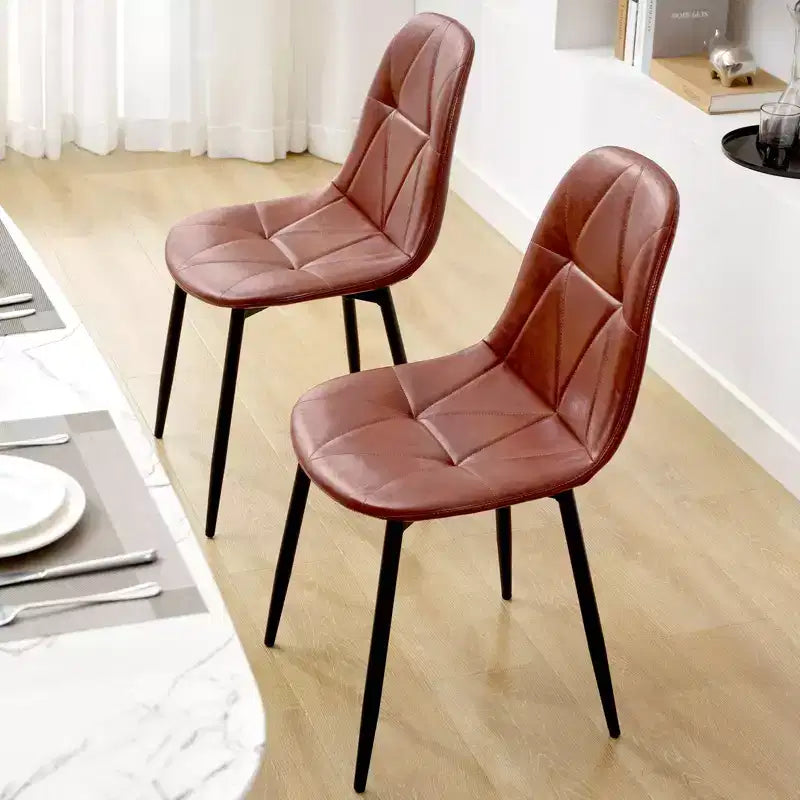Hyleory Lot de 2 chaises de salle à manger modernes rembourrées en cuir vintage avec pieds en métal et dossier haut, pour cuisine et salle à manger