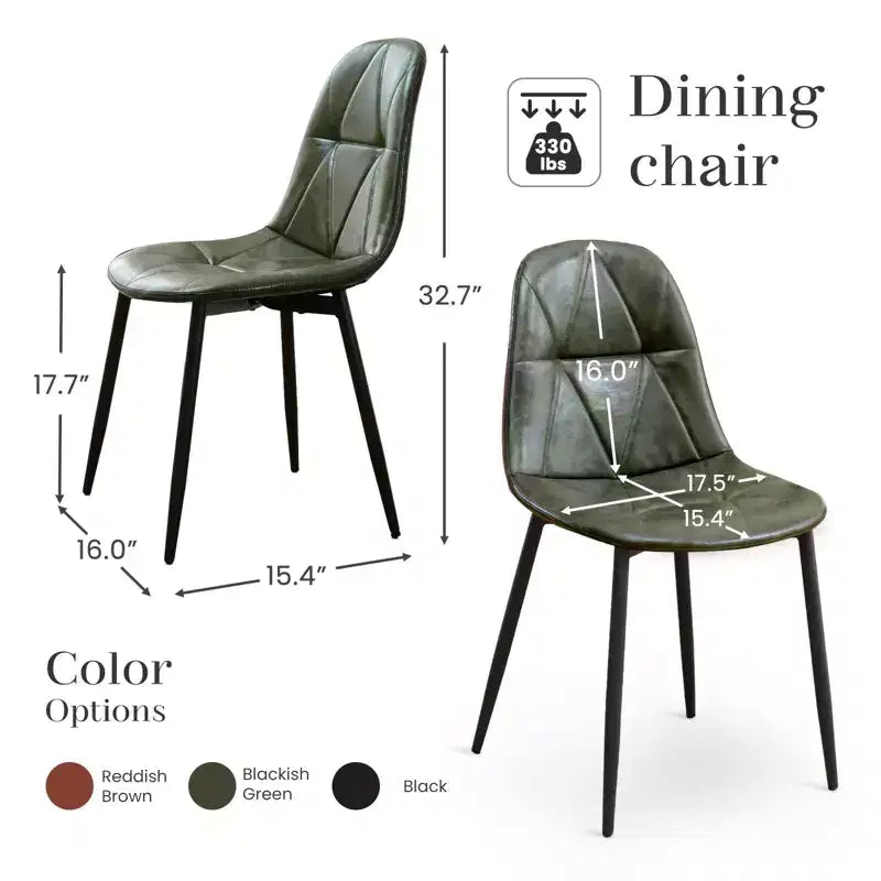 Hyleory Lot de 2 chaises de salle à manger modernes rembourrées en cuir vintage avec pieds en métal et dossier haut, pour cuisine et salle à manger