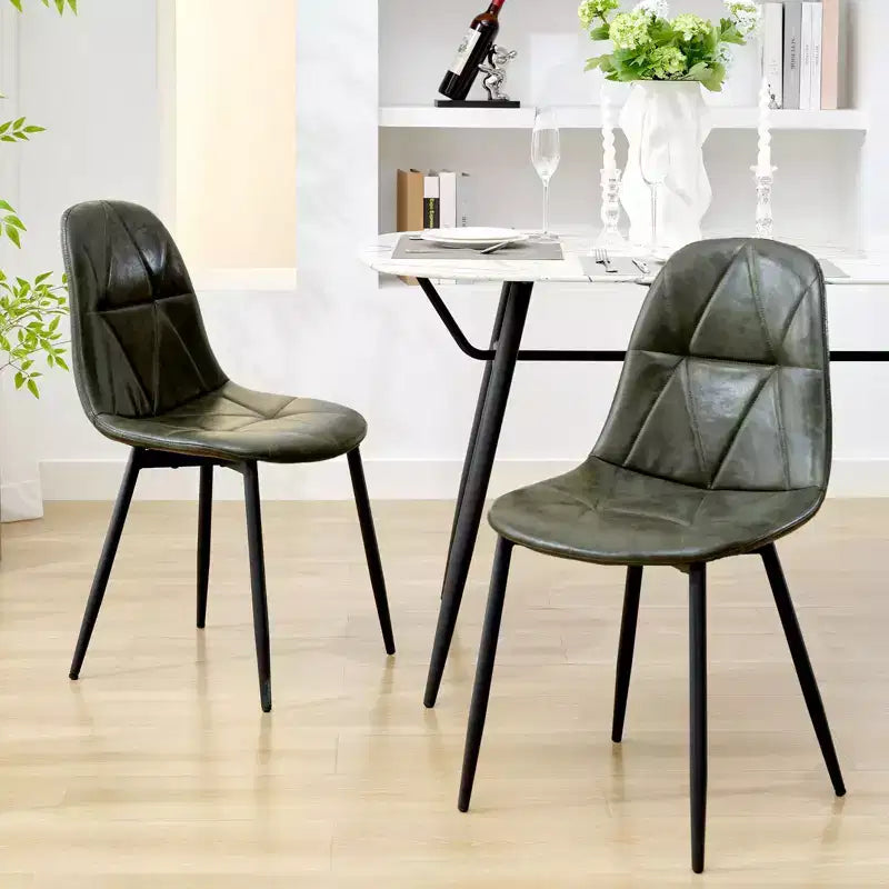 Hyleory Lot de 2 chaises de salle à manger modernes rembourrées en cuir vintage avec pieds en métal et dossier haut, pour cuisine et salle à manger