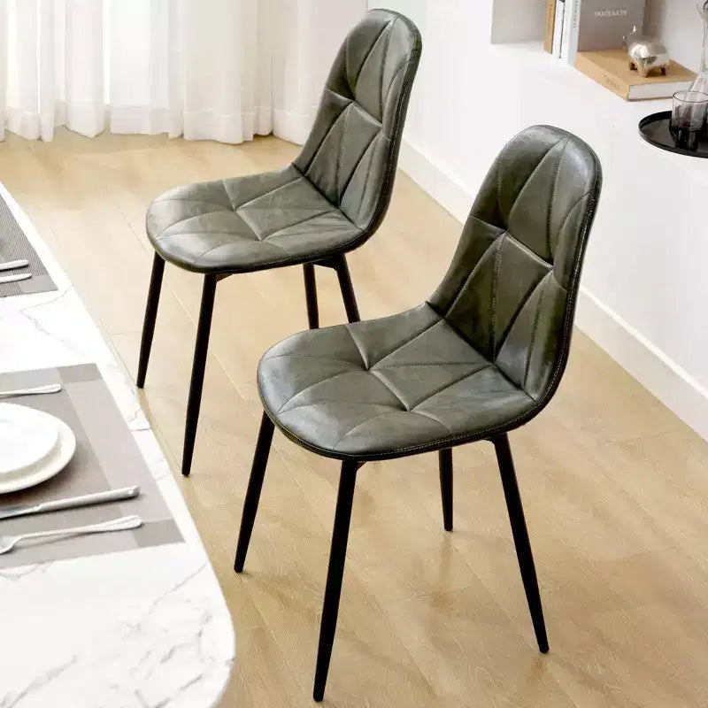 Hyleory Lot de 2 chaises de salle à manger modernes rembourrées en cuir vintage avec pieds en métal et dossier haut, pour cuisine et salle à manger