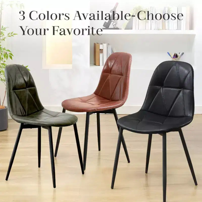 Hyleory Lot de 2 chaises de salle à manger modernes rembourrées en cuir vintage avec pieds en métal et dossier haut, pour cuisine et salle à manger