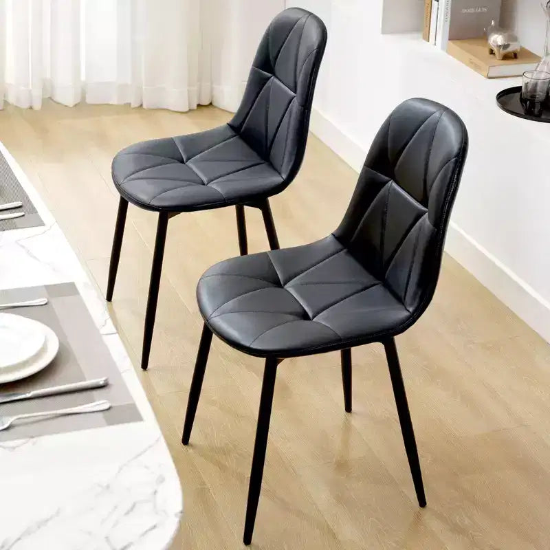 Hyleory Lot de 2 chaises de salle à manger modernes rembourrées en cuir vintage avec pieds en métal et dossier haut, pour cuisine et salle à manger