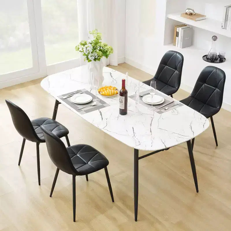 Hyleory Lot de 2 chaises de salle à manger modernes rembourrées en cuir vintage avec pieds en métal et dossier haut, pour cuisine et salle à manger