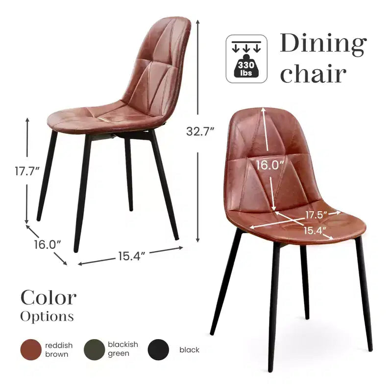 Hyleory Lot de 2 chaises de salle à manger modernes rembourrées en cuir vintage avec pieds en métal et dossier haut, pour cuisine et salle à manger