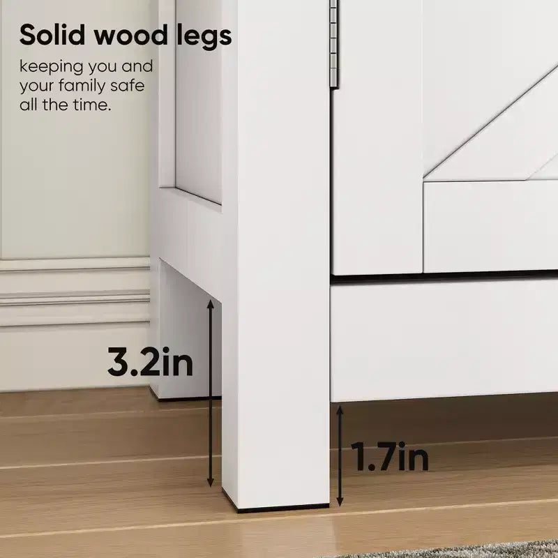 CLIHOME Armoire de rangement de style ferme avec étagère réglable, meuble de cuisine blanc avec comptoir en noyer, console de bar à café moderne