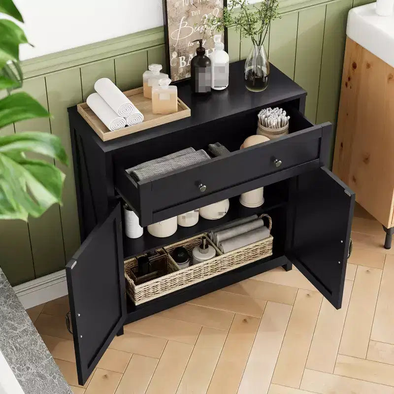 CLIHOME Armoire de rangement de style ferme avec étagère réglable, meuble de cuisine blanc avec comptoir en noyer, console de bar à café moderne