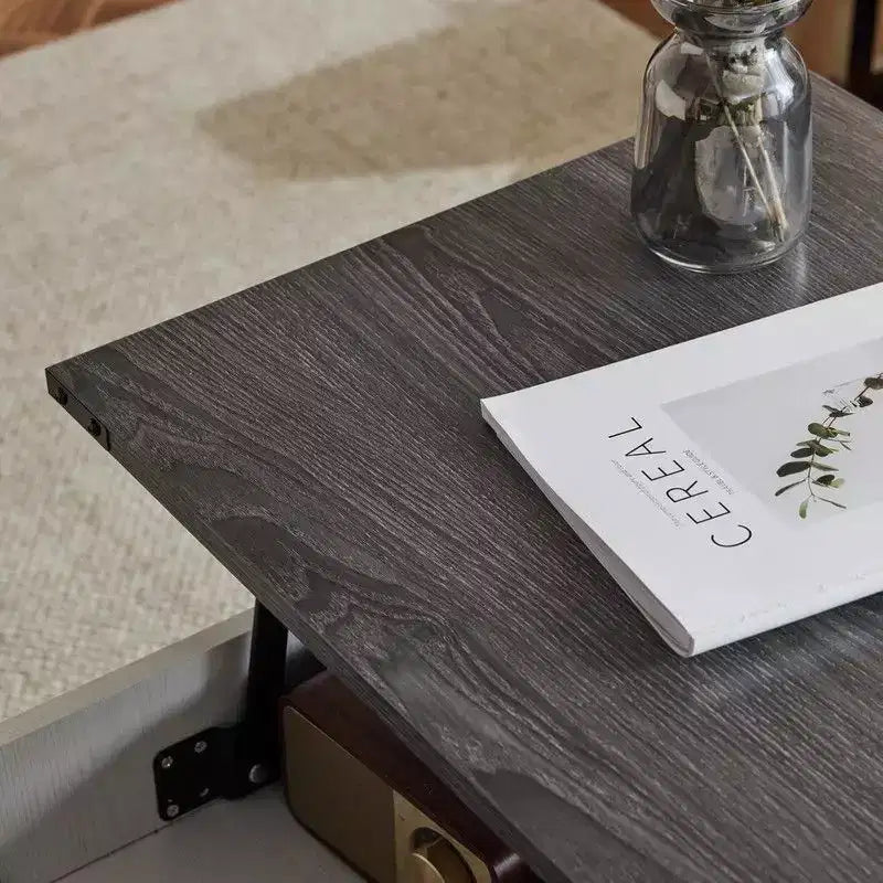 Table basse relevable extensible bicolore noire, grise et blanche