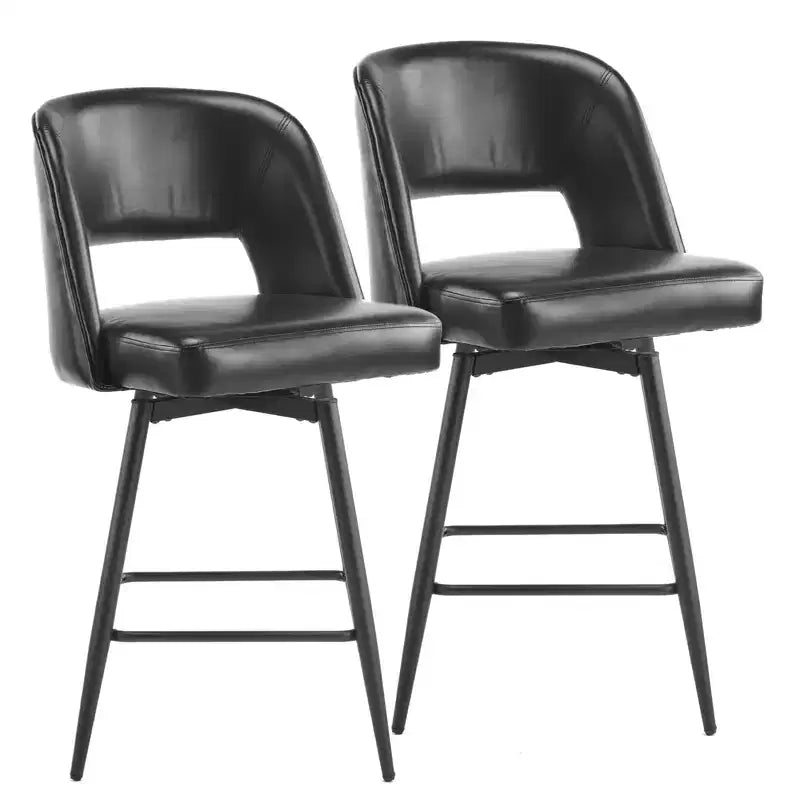 Karl Home – Lot de 2 tabourets de bar en similicuir PU marron, avec dossier creux, pieds en fer, pivotants