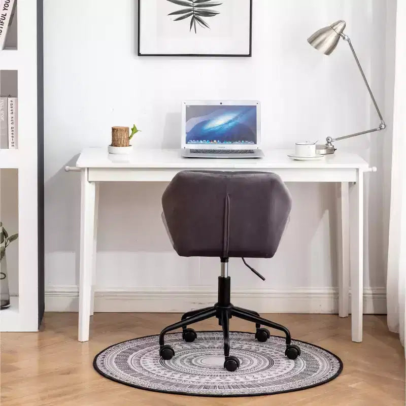 Okak Chaise de Bureau à Domicile Moderne Réglable en Velours avec Roues, Chaise de Travail Pivotante Capitonnée en Losange pour Bureau, Étude, Studio